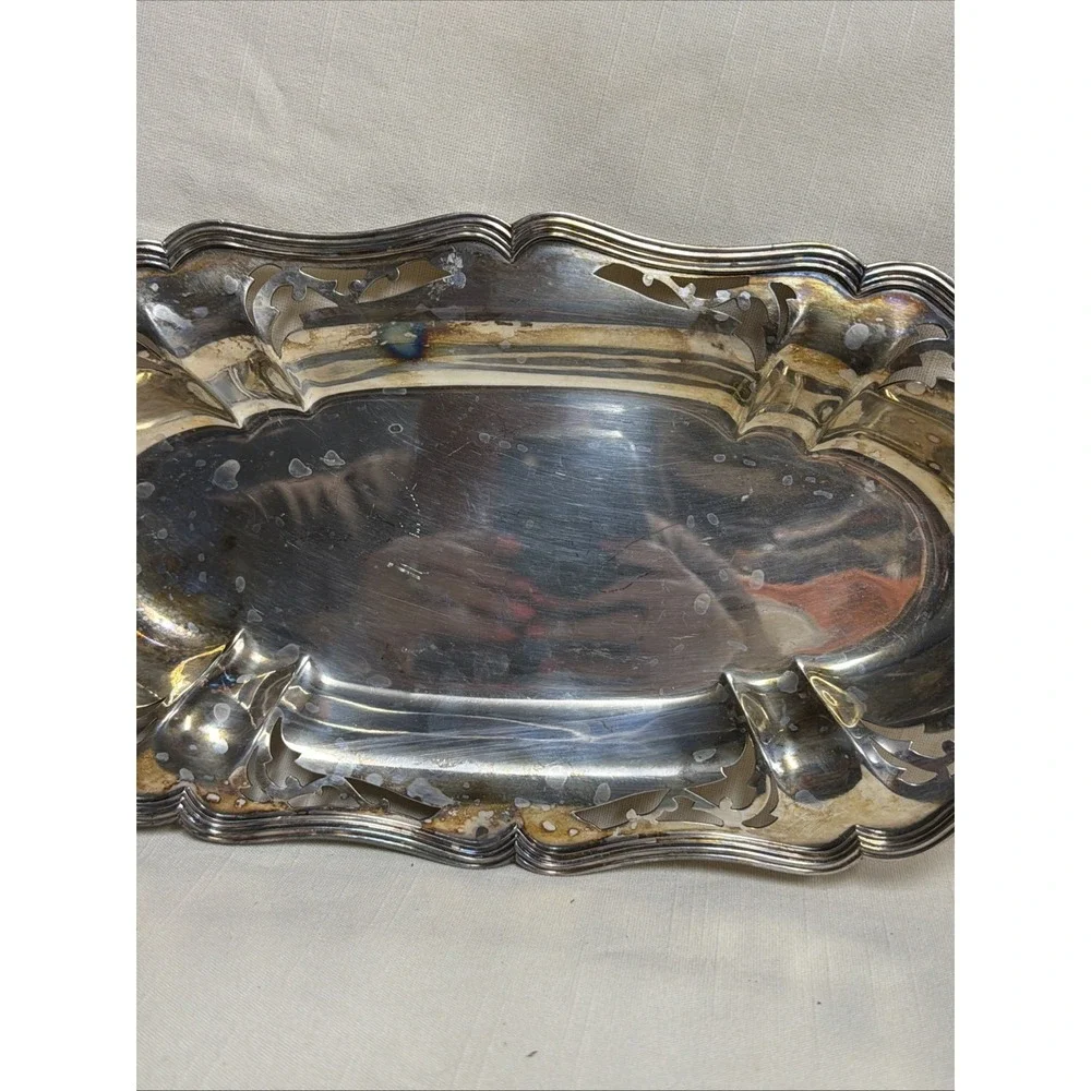 Vintage Silverplate Oval Serving Tray‎ Victorian Style sheffield reproduction